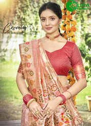 Attractive Pink Color Assam Silk Saree with Meena Work